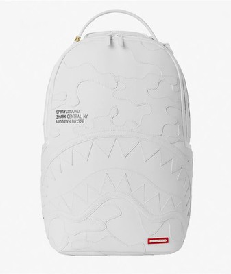 Sprayground Shark Central Backpack New White Bookbag Large School Travel Bag