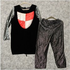Vintage Knight Costume 3pc Set Boys 4 Black Silver Tunic Pants Hood Halloween