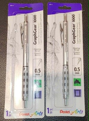 Pentel GraphGear 1000 Mechanical Drafting Pencil 0.5mm 2 Packs PG1015-A Japan HB