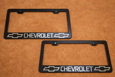 2x Chevy Wlogo Stainless Steel Black Finished Plate Frame Holder