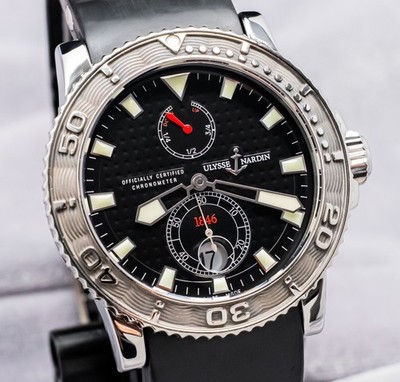 Ulysse Nardin Maxi Marine Diver WARRANTY Complete Set 43mm Black Dial 263-33