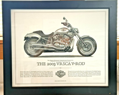 Harley Davidson Cornerstone Collection “2003 VRSCA V-Rod” Framed Print 22.75x19