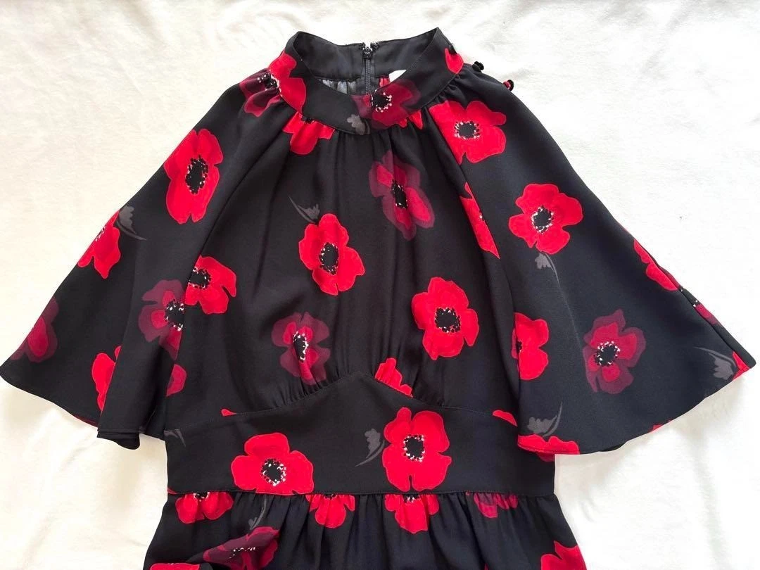 Abito lungo Kate Spade Ooh La La Poppy floreale manica svasata taglia 6 XL usato quasi