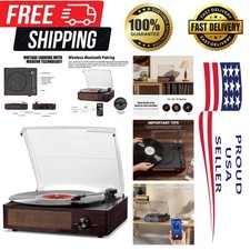 Vinyl Record Player Turntable with Built-in Bluetooth Receiver 2 Stereo Spe...
