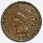 1892 1c Indian Head Cent - RAW - Nice Penny / Great Detail