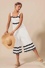 Scallop Ric Rac Trimmed Wide Leg Jumpsuit