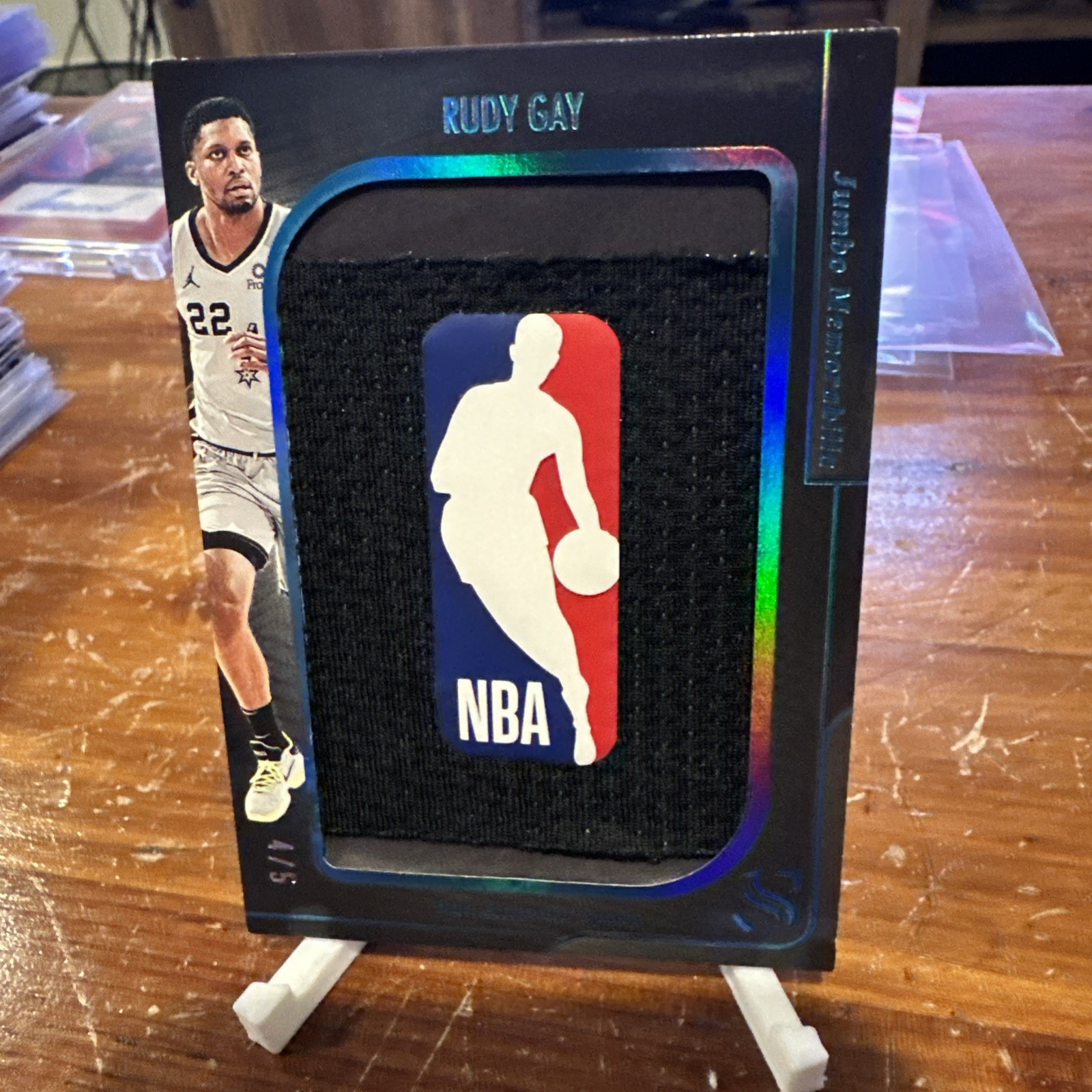 2024-25 Panini Silhouette Rudy Gay Logoman Patch #/5 Jumbo Memorabilia BLACK!!! 