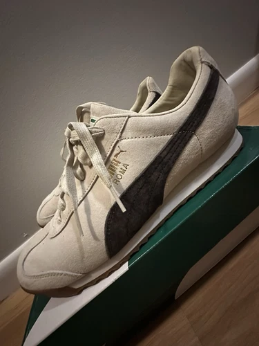Puma Roma "Gents" Betulla (beige) Marrone Cioccolato Uomo 10 5 (W12) (indossato una volta)