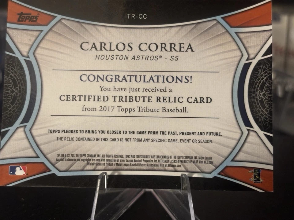 2017 Topps Tribute #TR-CC Carlos Correa Tribute Relics Jersey /99 Astros - Image 2 of 3