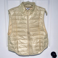 JoyLab Women's Quilted Puffer Vest Cream Size Medium