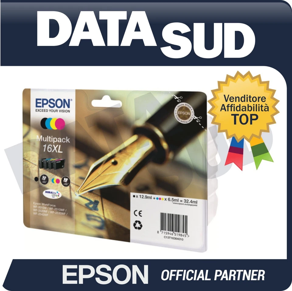 MULTIPACK 16XL EPSON ORIGINALE CARTUCCE INK-JET CMYK WF-2510 - WF2630 - WF2750