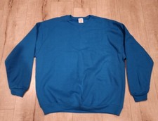 VTG 90s Blank Crew Neck Sweatshirt Adult Blue 50-50 USA Made Cheetah By Mervyns