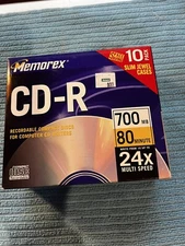 New Sealed 10-Pack Memorex CD-R 24X 700MB 80-Minutes Recordable Discs