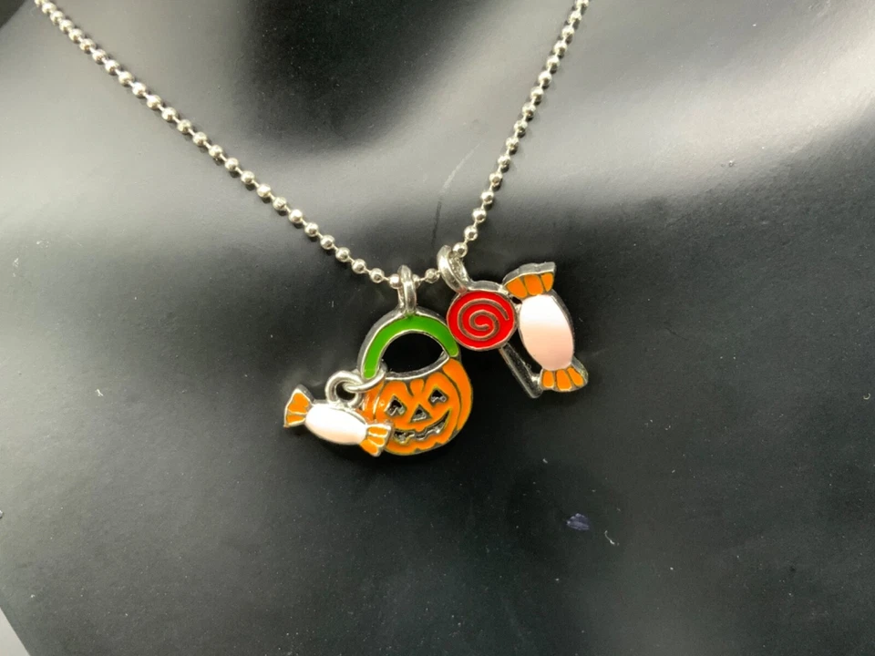 Cookie Lee Halloween Calabaza Piruleta Caramelo Dijes Esmalte Collar Regalo Espeluznante Foto 3 de 4