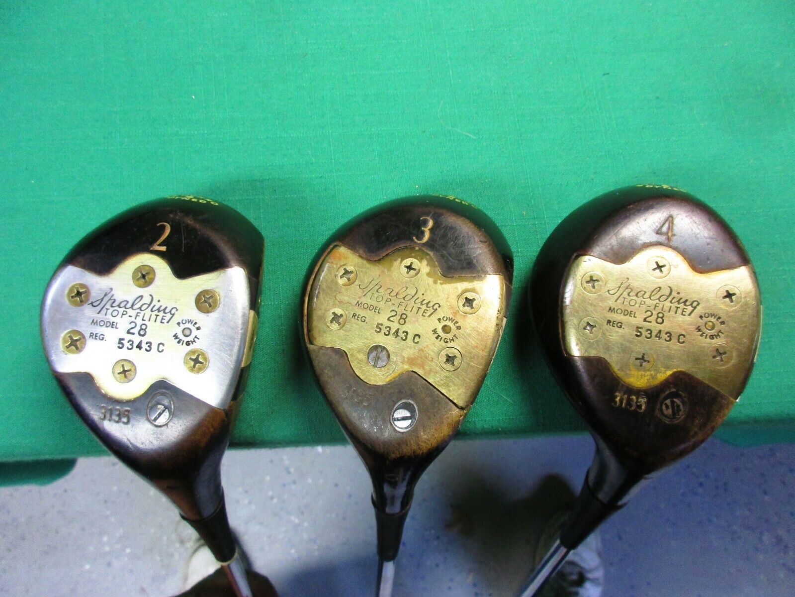 Vintage Spalding Top-Flite Model 28 Wood Set 2,3,4 - W/HC's - Very Rare  Find!