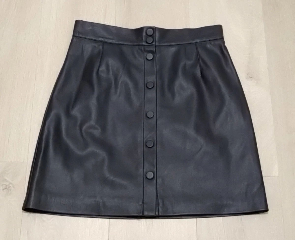 H and m shop black leather skirt
