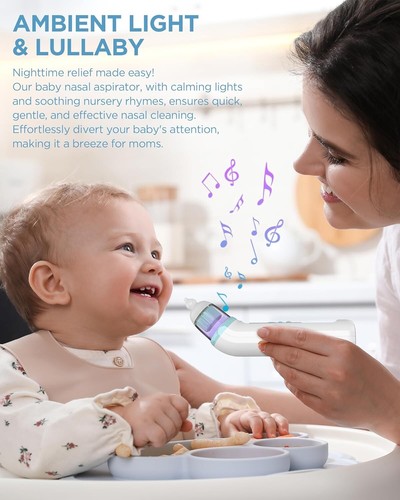 Nasal Aspirator for Baby, Rechargeable Electric Baby Nose Sucker with 3 Silicone - Picture 4 of 6