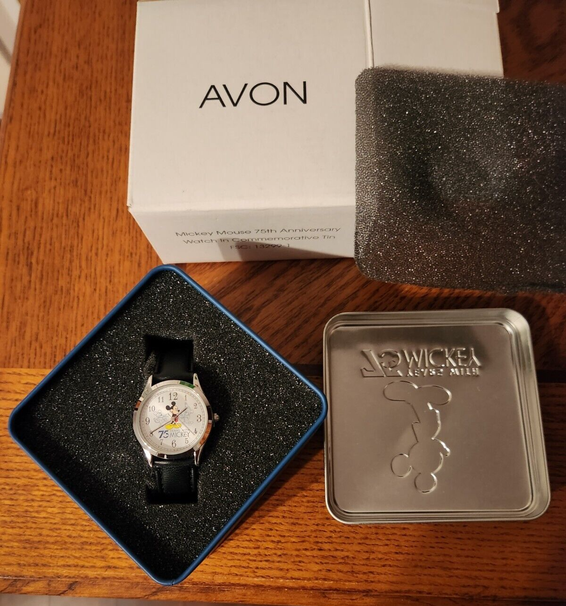 Disney x Avon Mickey Mouse 75th Anniversary Watch in Commemorative Tin | NIB 75th Anniversary Disney Mickey Mouse watch, new with  main image 3