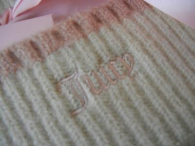 NIB JUICY COUTURE PINK CREAM 2 PC RIBBED KNIT BEANIE HAT  display picture 2