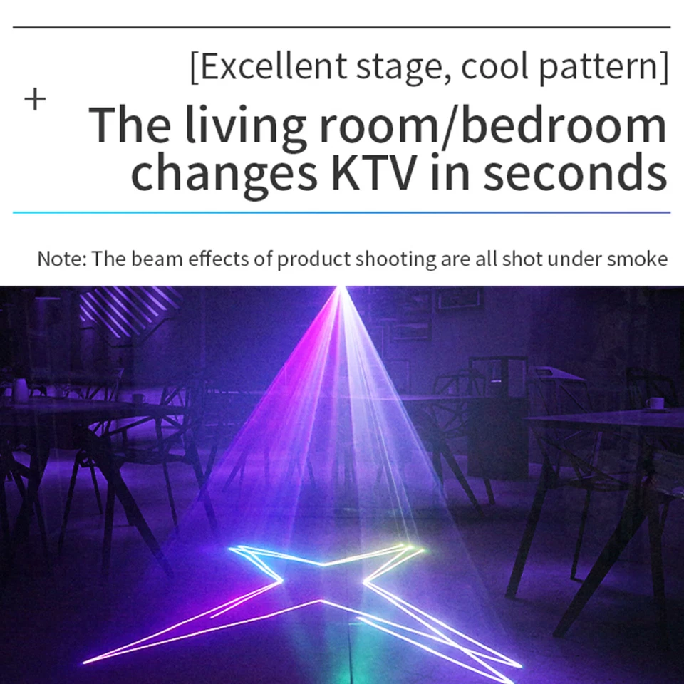 RGB Laser Animation Disco Party Light DMX Strobe Stage Lighting Remote Control / - Image 2 of 4