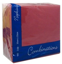 Burgundy Napkins - 2 Ply - 33 x 33cm - Pack of 100