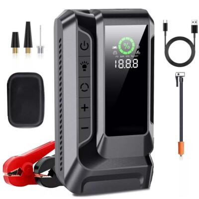 Auto KFZ Starthilfe Jump Starter Powerbank Kompressor Luftpumpe Notfall