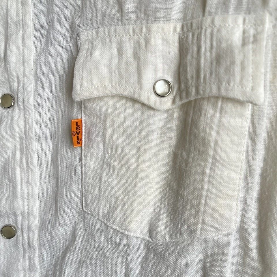 Camisa a Presión Occidental Levi’s Naranja Tab Años 70 De Colección Rara Para Mujer Grande Para Hombre Pequeña Foto 4 de 4