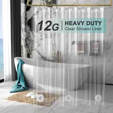 AmazerBath 12 Gauge Heavy Duty Crystal Clear Thick Shower Curtain Liner