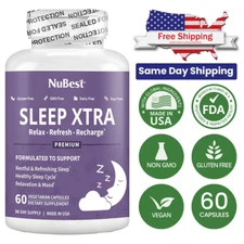NuBest Sleep Xtra – Natural Sleep Aid, Relaxation & Stress Relief – 60 Capsules
