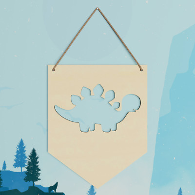 Dinosaurier Flagge Holz Pest Kinderzimmer Hängeschild Deko Sperrholz Handarbeit Geschenk