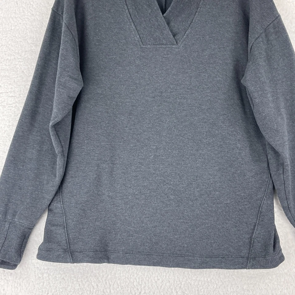 Sudadera Athleta Clarity Mujer Grande Gris Cuello en V Manga Larga Tejido Pullover Foto 4 de 4