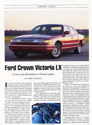 1995 Ford Crown Victoria LX Sedan - Original Car Print Article