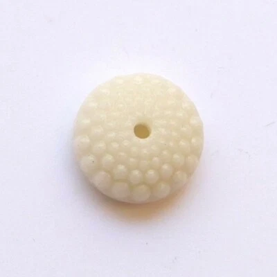 Bouton ancien - Porcelaine moulée (Briare?) - 14 mm - China Whistle Button - Photo 1/4