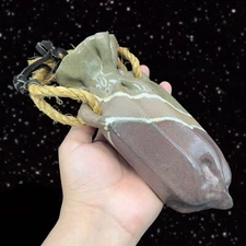 Hand Made Art Pottery Wall Pocket Vase Signed By Artist Shannon Primitive Style