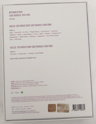 BTS WORLD TOUR LOVE YOURSELF NEWYORK Blu-ray 2 DISC+PhotoBook+No