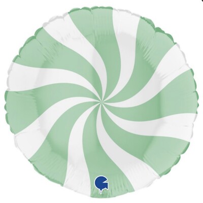 MINTGRÜNER ZUCKERSTANGE WIRBEL GEBURTSTAG WILLY WONKA PARTY 18'' FOLIENBALLON!