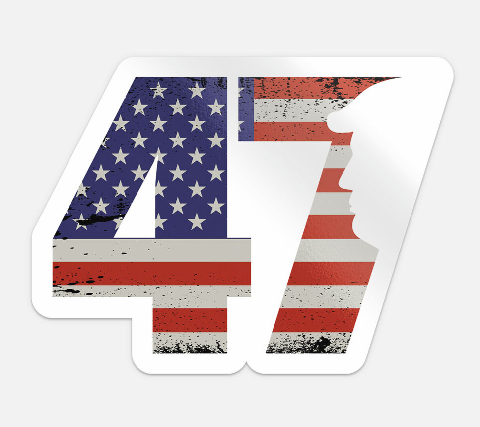 Adesivo Parabrezza Trump 2024 – Bandiera USA Capovolta – Vinile 3.75”x7.5”