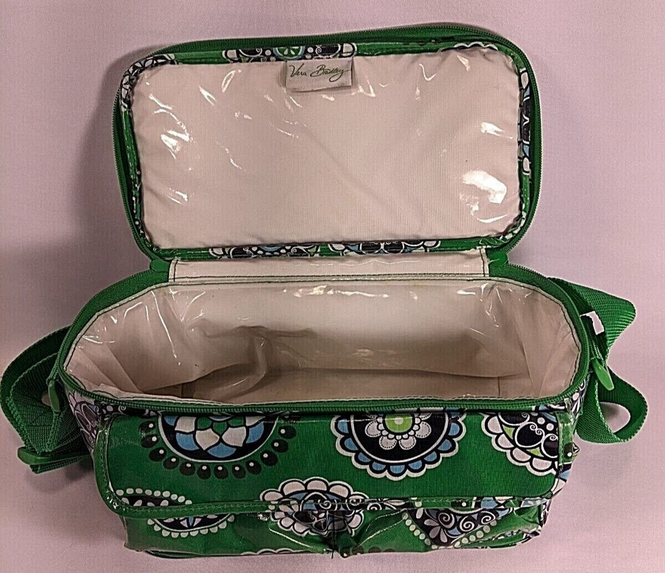 Vera Bradley Lancheira Isolada Bolsa Tote Vinil Alça Ajustável Copo Bolo Verde  - Imagem 3 de 4