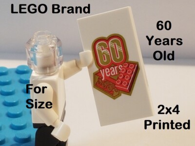 LEGO Birthday 2x4 Printed Tile RED GOLD 60 Years Old 60th