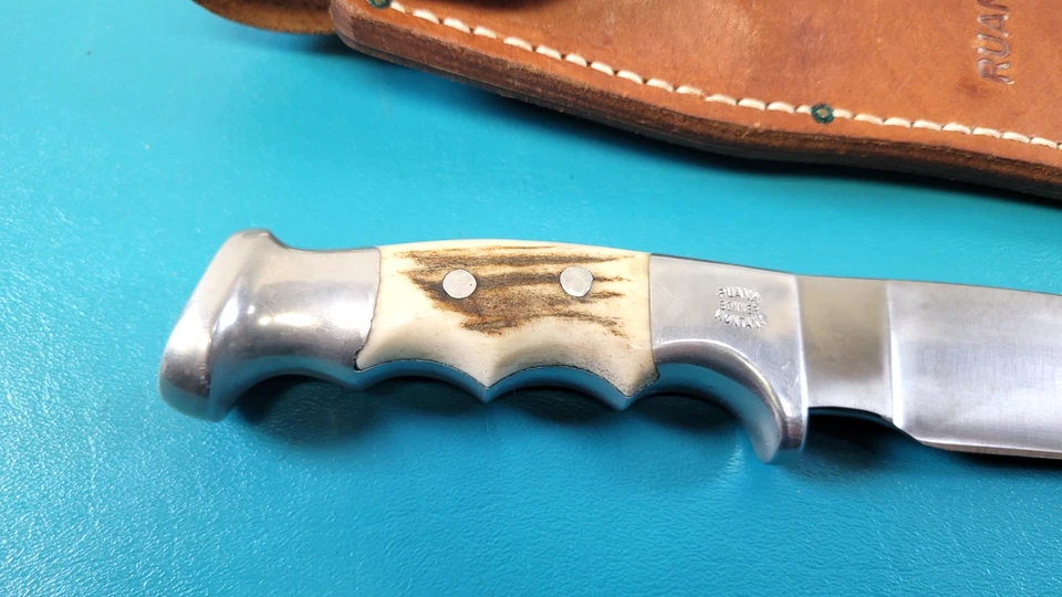 R.H. Ruana Bonner Montana Custom Large 12" Hunting Knife & Leather Sheath TR591 - Image 4 of 4