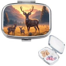 Deer Pill Organizer Box with 2 Compartments Nature Lovers Travel Size