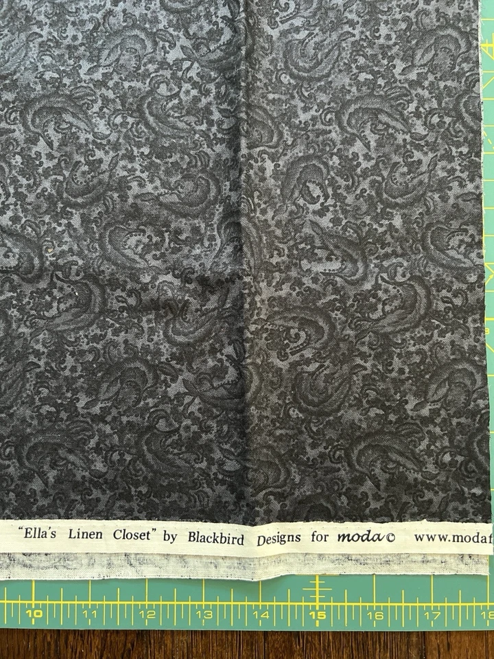 MODA Ella’s Linen Closet Blackbird Designs 1/2 Yard, 33”xWOF Paisley Fabric VTG - Image 4 of 4