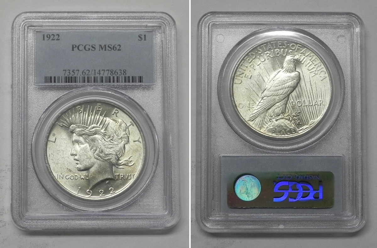 未使用pcgs社MS62アメリカ銀貨、1922年 未使用pcgs社MS62アメリカ銀貨