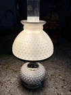 Vintage Milk Glass Hobnail Hurricane Electric Lamp Gone With The Wind WORKS