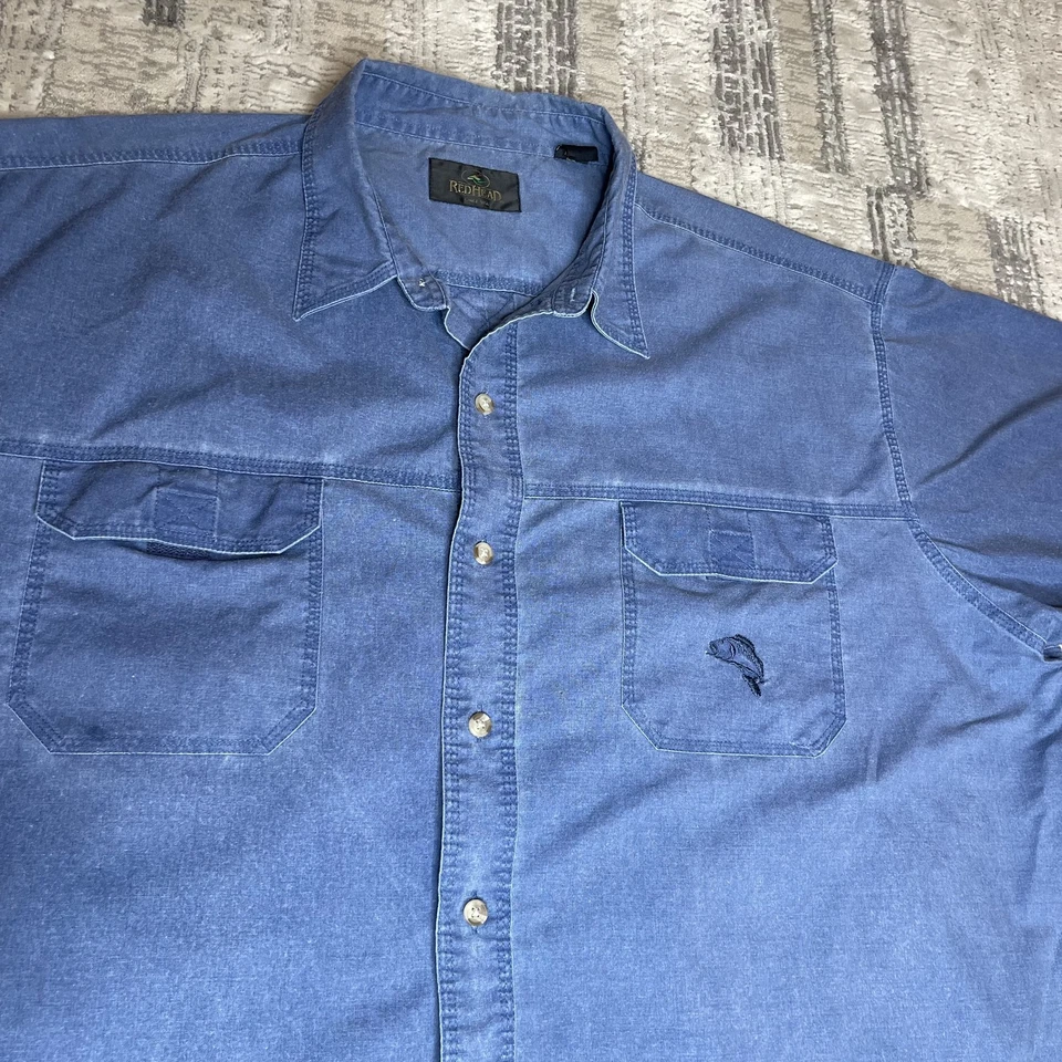 RedHead Shirt Mens 3XL Denim Short Sleeve Fishing Outdoor Pockets Embroidered - Image 3 of 4