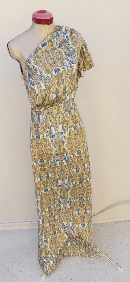 POPPY LISSIMAN White Blue Maxi DRESS Size Aus 8 Cocktail Spring Racing Event - image 3 of 4