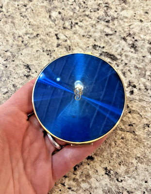 Vintage 1950s Stratton Powder Compact Metallic Blue & Stars Engraved  F 