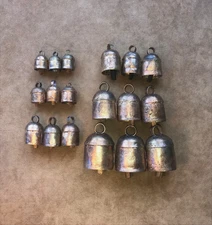 RUSTIC FARMHOUSE BELLS – 5 Handcrafted Antique Gold Bells with Wooden Clappers i