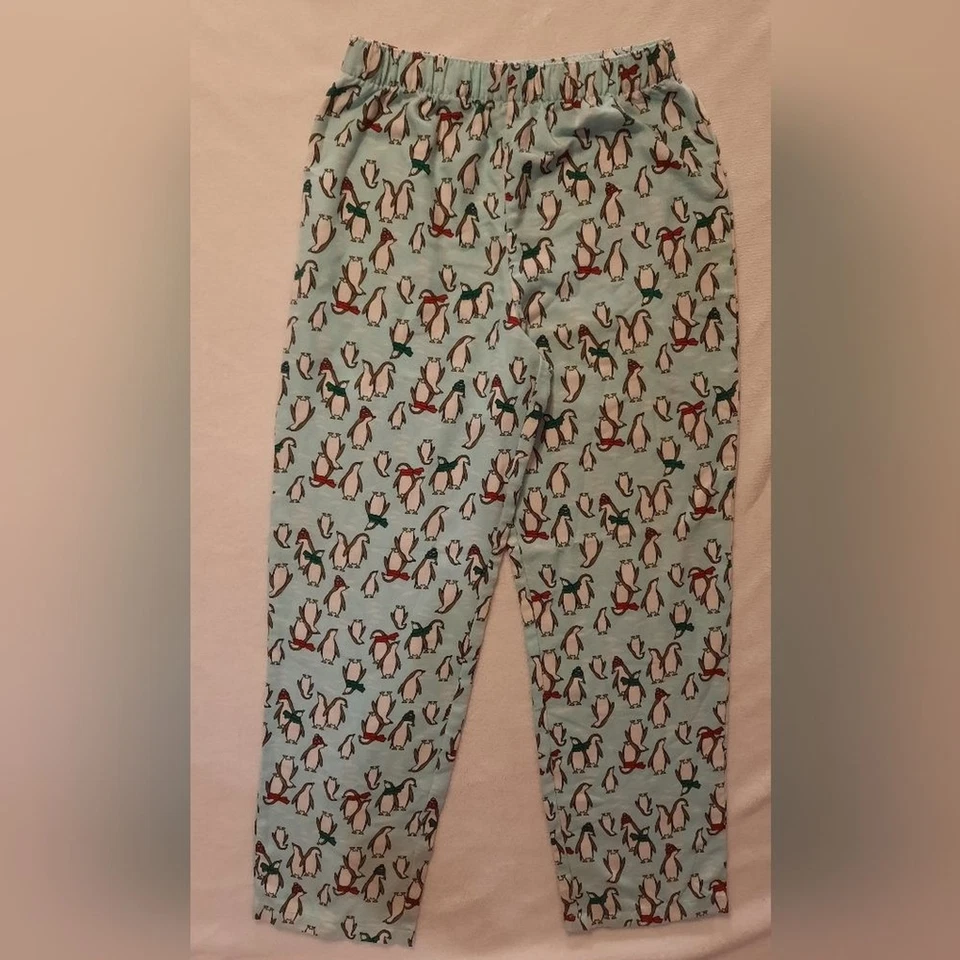 Pijama Lands End Niños 20 Azul Estampado de Pingüino Franela Abotonada Cómodo Ropa de Salón Foto 4 de 4