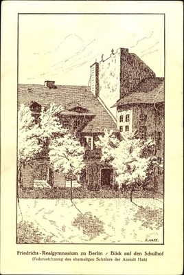 Künstler Ak Haß, Berlin Mitte, Friedrichs Realgymnasium, Blick auf... - 2657296